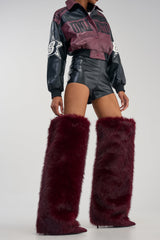 AZALEA WANG LANGLEYE BURGUNDY FUR THIGH HIGH BOOT