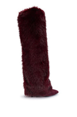 AZALEA WANG LANGLEYE BURGUNDY FUR THIGH HIGH BOOT