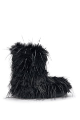 AZALEA WANG LENIX BLACK FLAT FUR BOOTIE