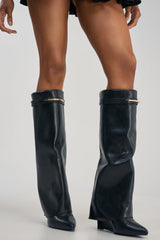 AZALEA WANG LOVE BURN BLACK SHARK WEDGE BOOT