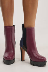 AZALEA WANG MARO MULTI COLOR BLOCKED PLATFORM BLOCK BOOTIE