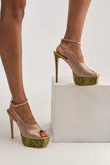 AZALEA WANG MILAGROS MULTI PLATFORM SNAKE AND RHINESTONE SANDAL