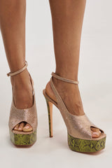 AZALEA WANG MILAGROS MULTI PLATFORM SNAKE AND RHINESTONE SANDAL