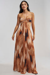 FOUL PLAY PRINTED JUMPSUIT IN RUST