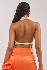 JULIE BABY YELLOW HALTER TOP WITH SEQUIN