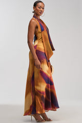 SUNKISSED ABSTRACT MAXI DRESS IN BROWN MULTI