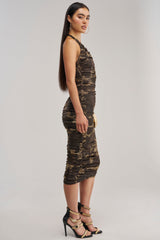 SPOTLIGHT ON ME MESH MAXI DRESS IN BROWN