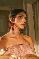 DRIP DRIP BURGUNDY DANGLE EARRING
