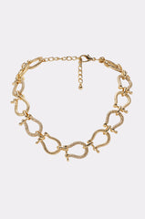 RICH GIRL HORSEBIT NECKLACE IN GOLD