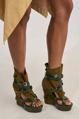 AZALEA WANG ROTHKO OLIVE WEDGE SANDAL