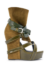 AZALEA WANG ROTHKO OLIVE WEDGE SANDAL