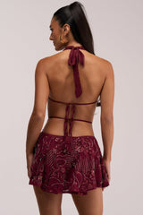 FELICITY EMBELLISHED MINI DRESS IN PLUM