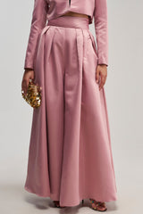 LILA SATIN TROUSER IN MAUVE