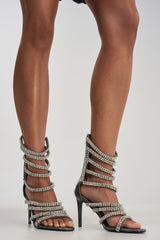 AZALEA WANG SHAYLA SILVER RHINESTONE STILETTO SANDAL