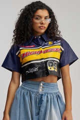 HIGH GEAR FAUX LEATHER SHORT SLEEVE BUTTON DOWN