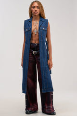 DOWN TO IT SPLIT VEST IN DARK DENIM