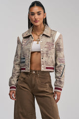 BIG EGO RHINESTONE BOMBER IN CAMO