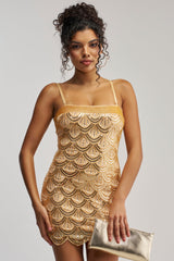 COCKTAIL HOUR SEQUIN MINI DRESS IN GOLD