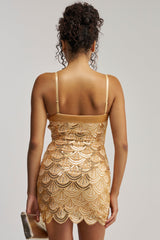 COCKTAIL HOUR SEQUIN MINI DRESS IN GOLD