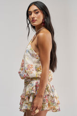 GARDEN PARTY MINI DRESS IN WHITE FLORAL