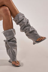 AZALEA WANG XYLAH GREY WEDGE GLADIATOR SANDAL