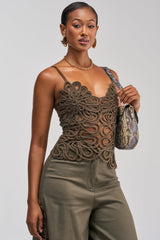 ITS GIVING ROPE DETAIL CORSET IN OLIVE