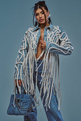 KEEP MOVING TASSEL DENIM JACKET