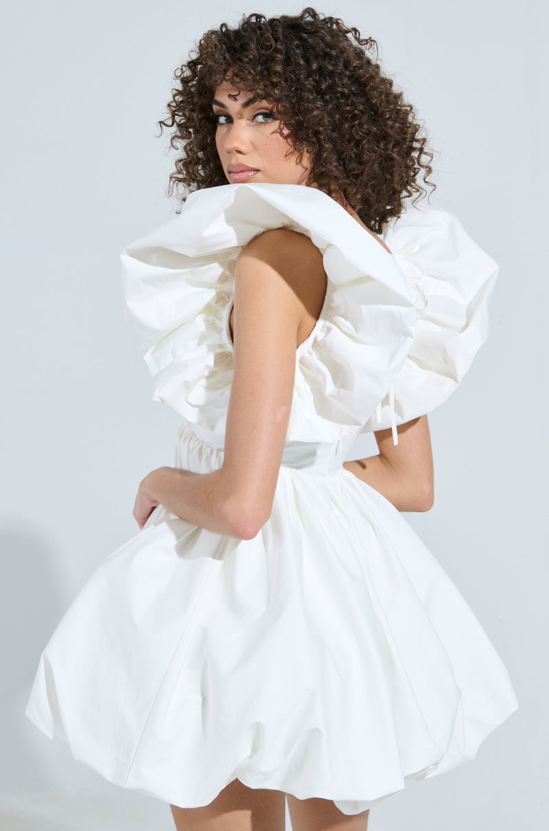 MAIN CHARACTER ENERGY MINI DRESS IN WHITE