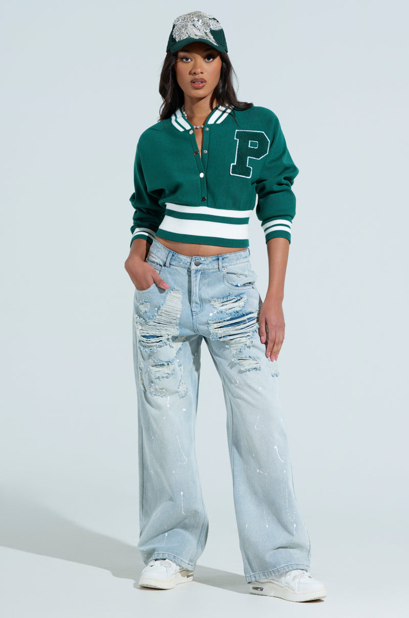 VARSITY TEAM BUTTON DOWN SWEATER