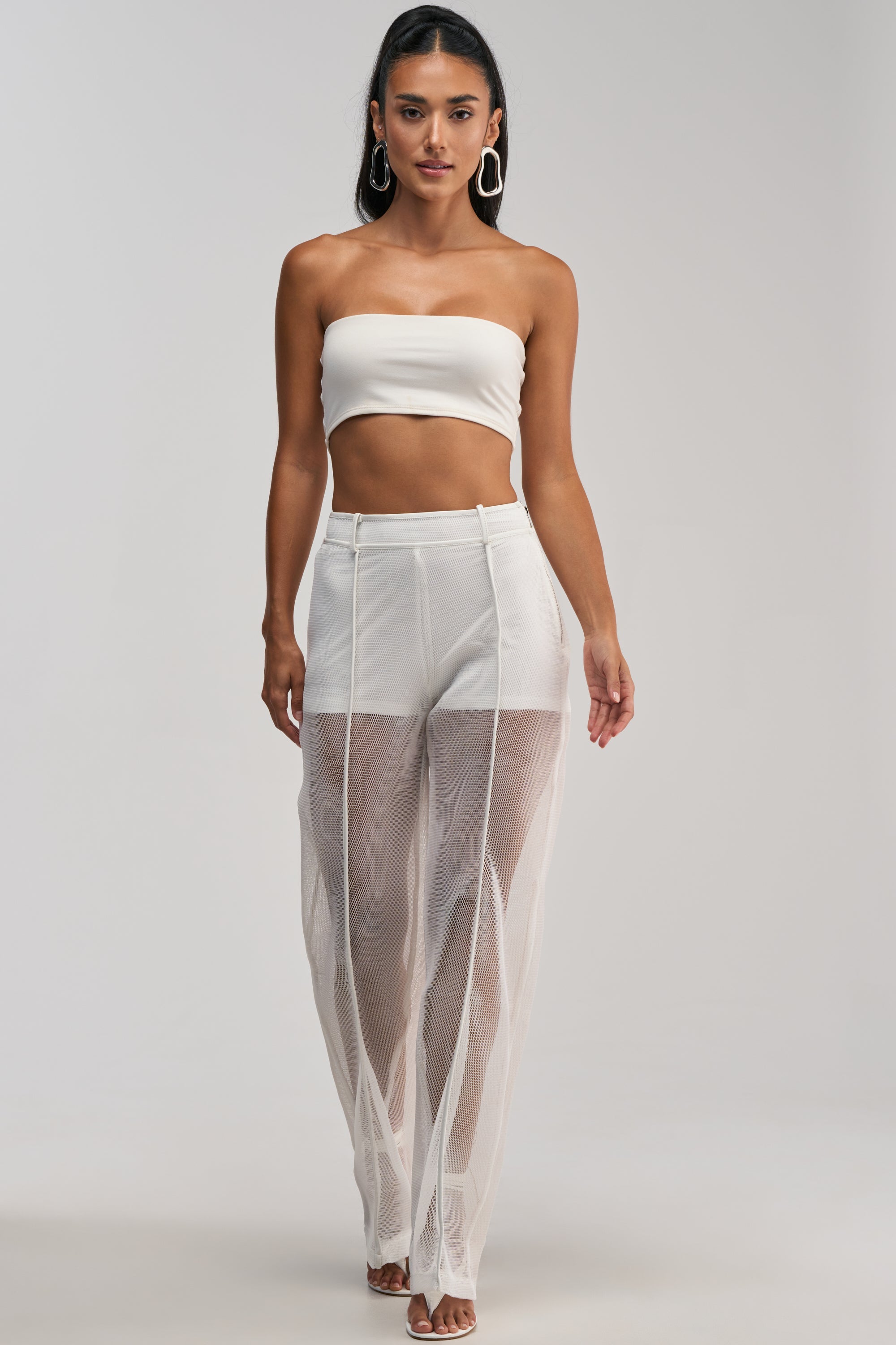 ONE TO WATCH MESH TROUSER IN WHITE
