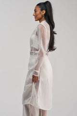 ONE TO WATCH MESH TRENCH IN WHITE