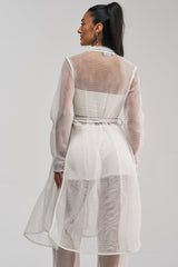 ONE TO WATCH MESH TRENCH IN WHITE