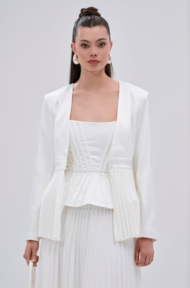 SWEET THING PLEATED SATIN BLAZER