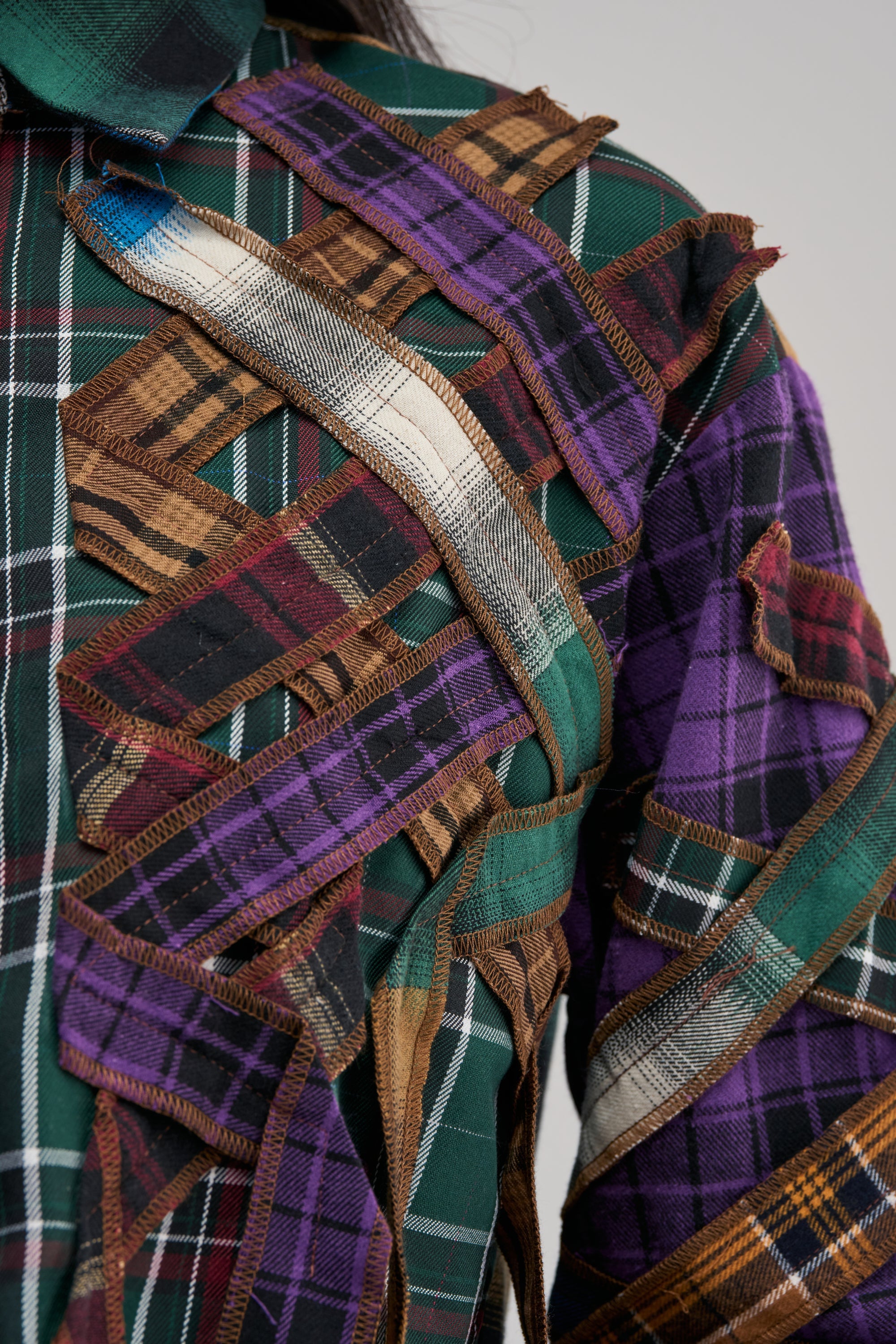 CRAZY FEELING MIXED PLAID BUTTON DOWN