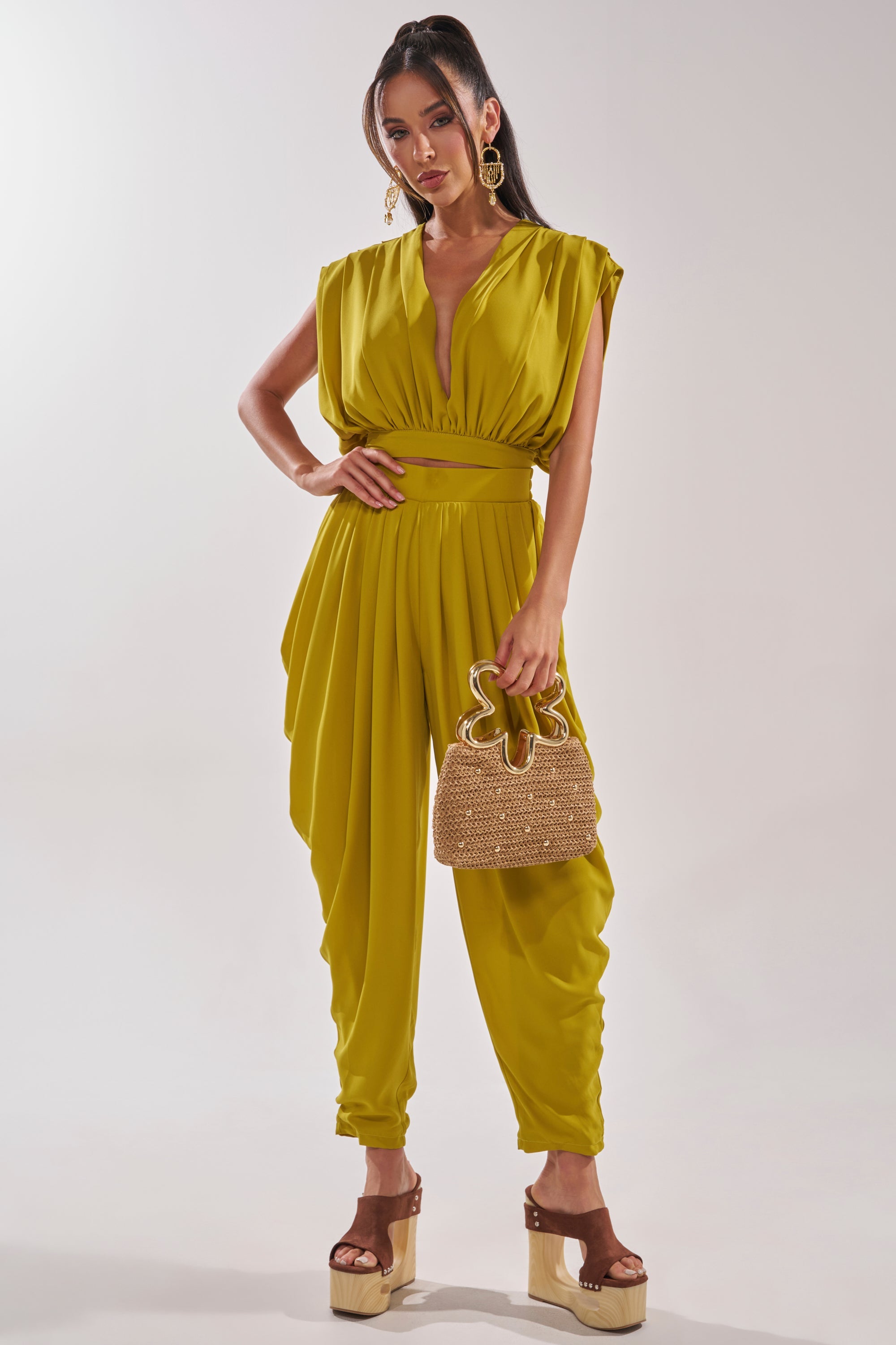 READY TO DANCE SLINKY PANT IN CHARTREUSE