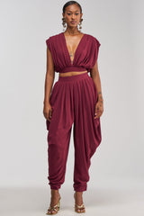 READY TO DANCE SLINKY PANT IN BURGUNDY