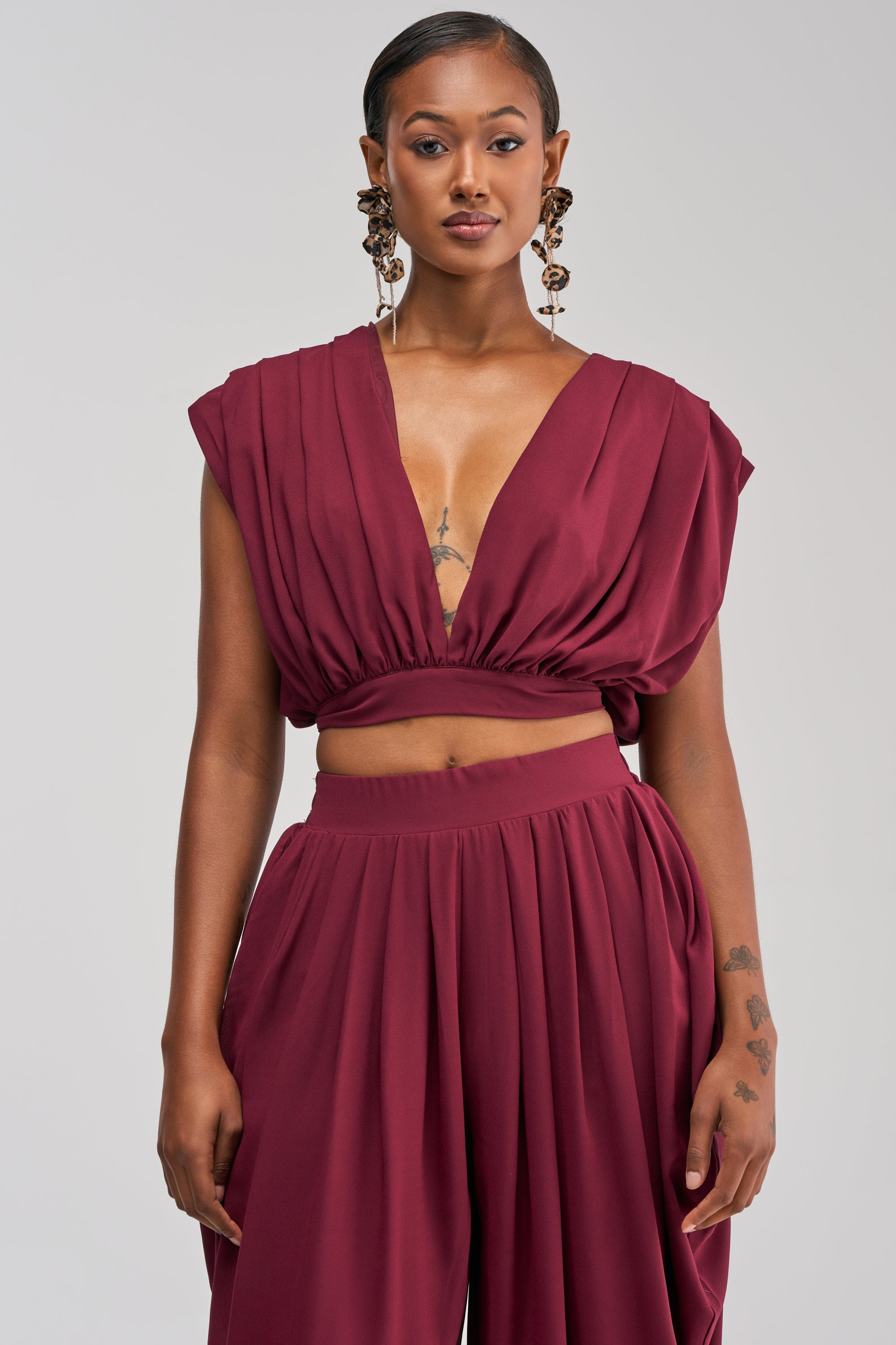 READY TO DANCE SLINKY BLOUSE IN BURGUNDY