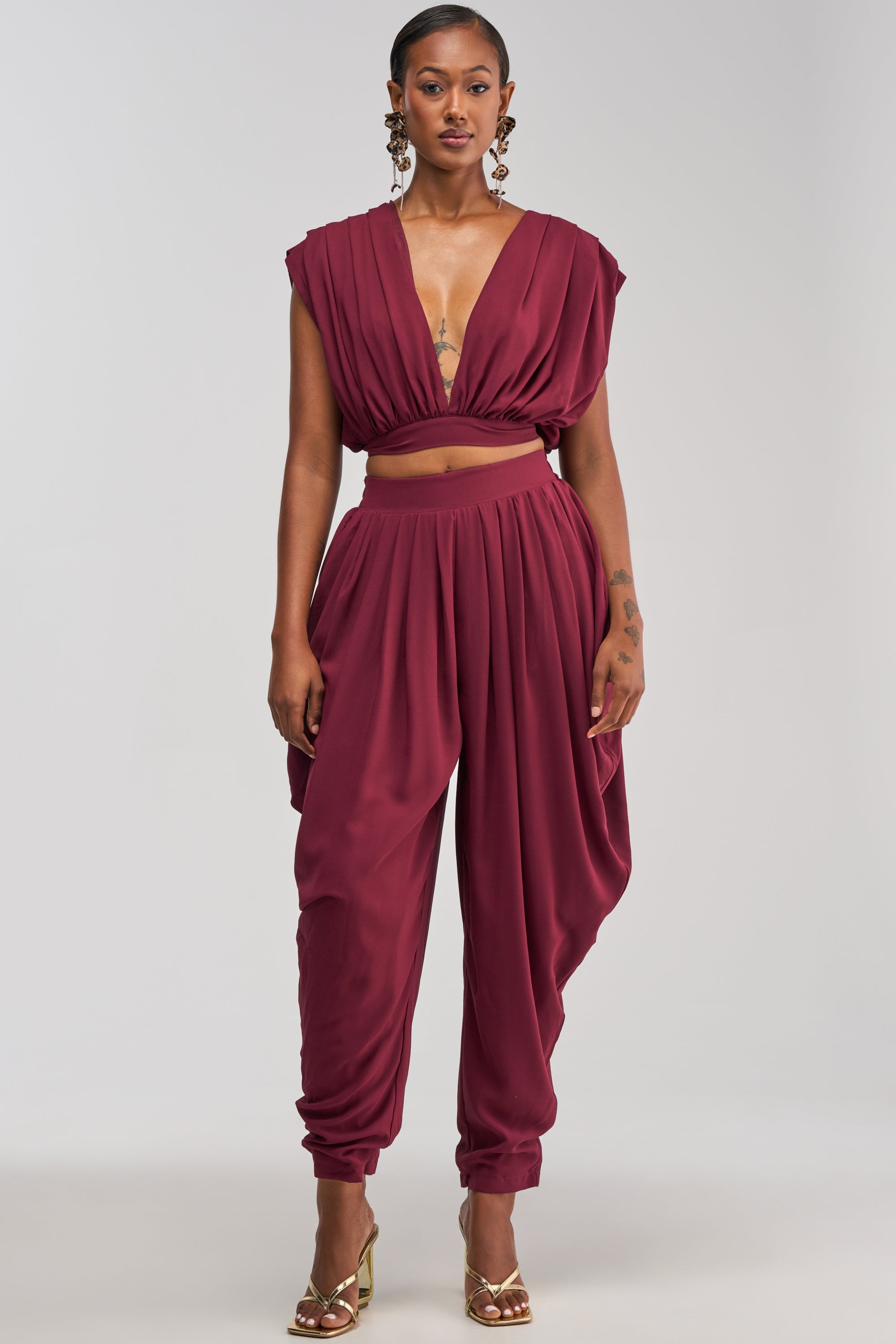 READY TO DANCE SLINKY BLOUSE IN BURGUNDY