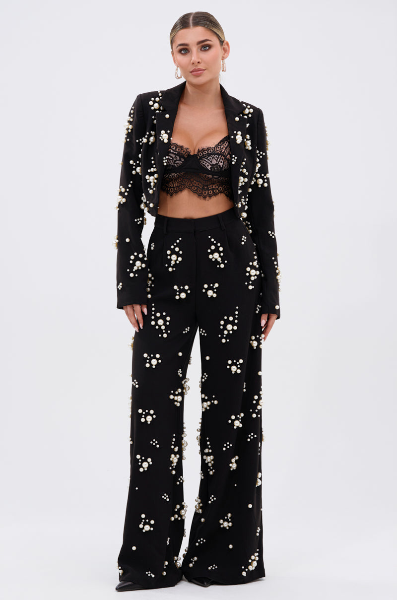 OLD FLAME EMBELLISHED BLAZER IN BLACK