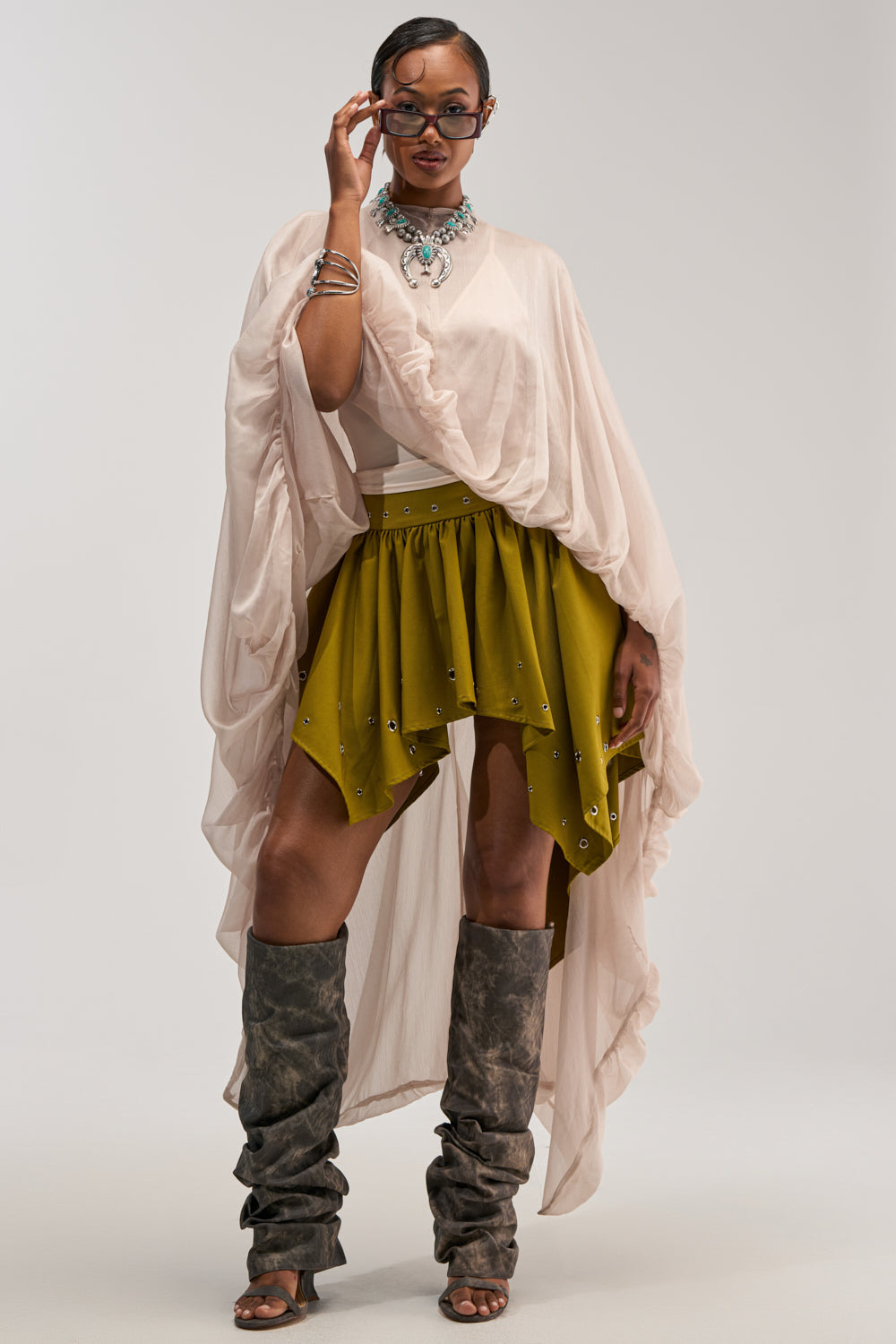 YOUNG AND FREE MINI SKIRT WITH GROMMETS