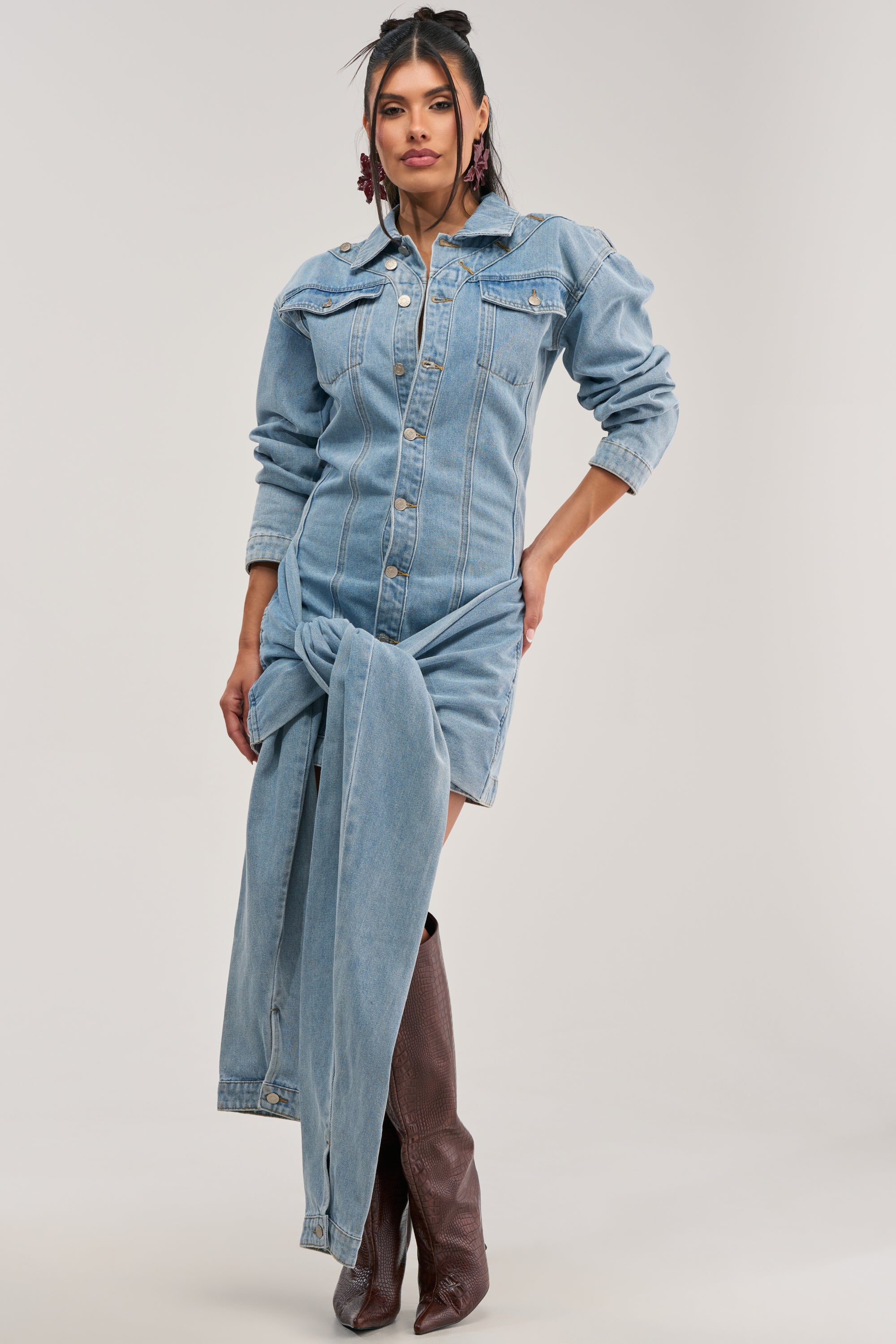 MAGNETIC ENERGY DENIM MINI DRESS