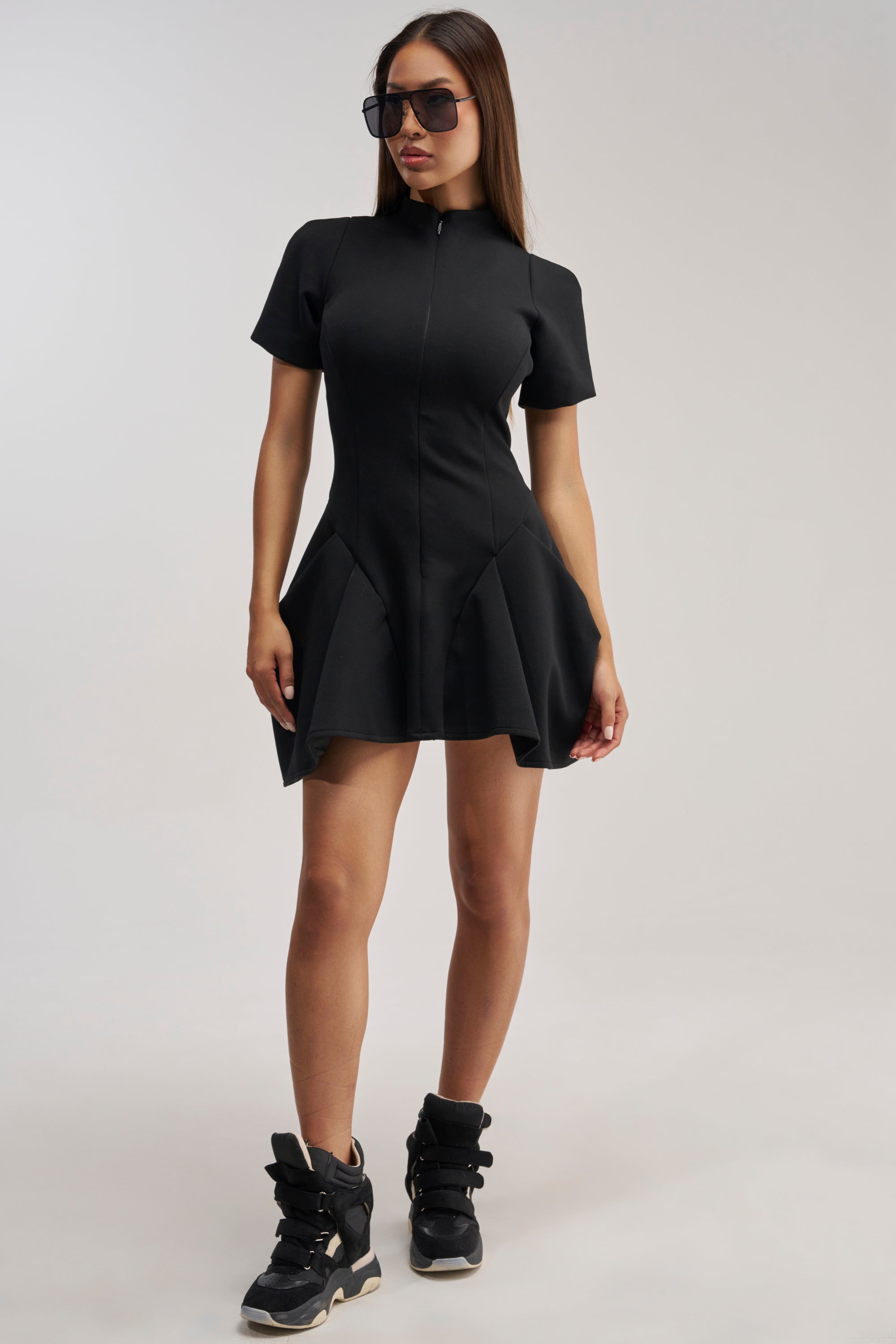 THAT WAS INTENTIONAL STRUCTURED MINI DRESS IN BLACK