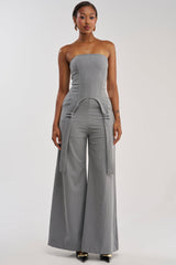 WATCH AND LEARN STRAPLESS PINSTRIPE JUMPSUIT