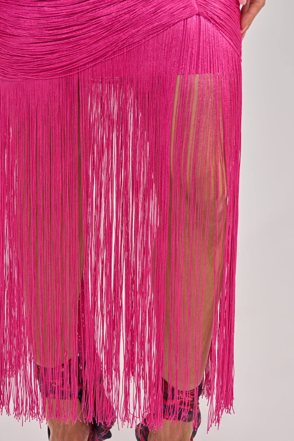 TAKE ME DANCING FRINGE MAXI DRESS IN FUSCHIA