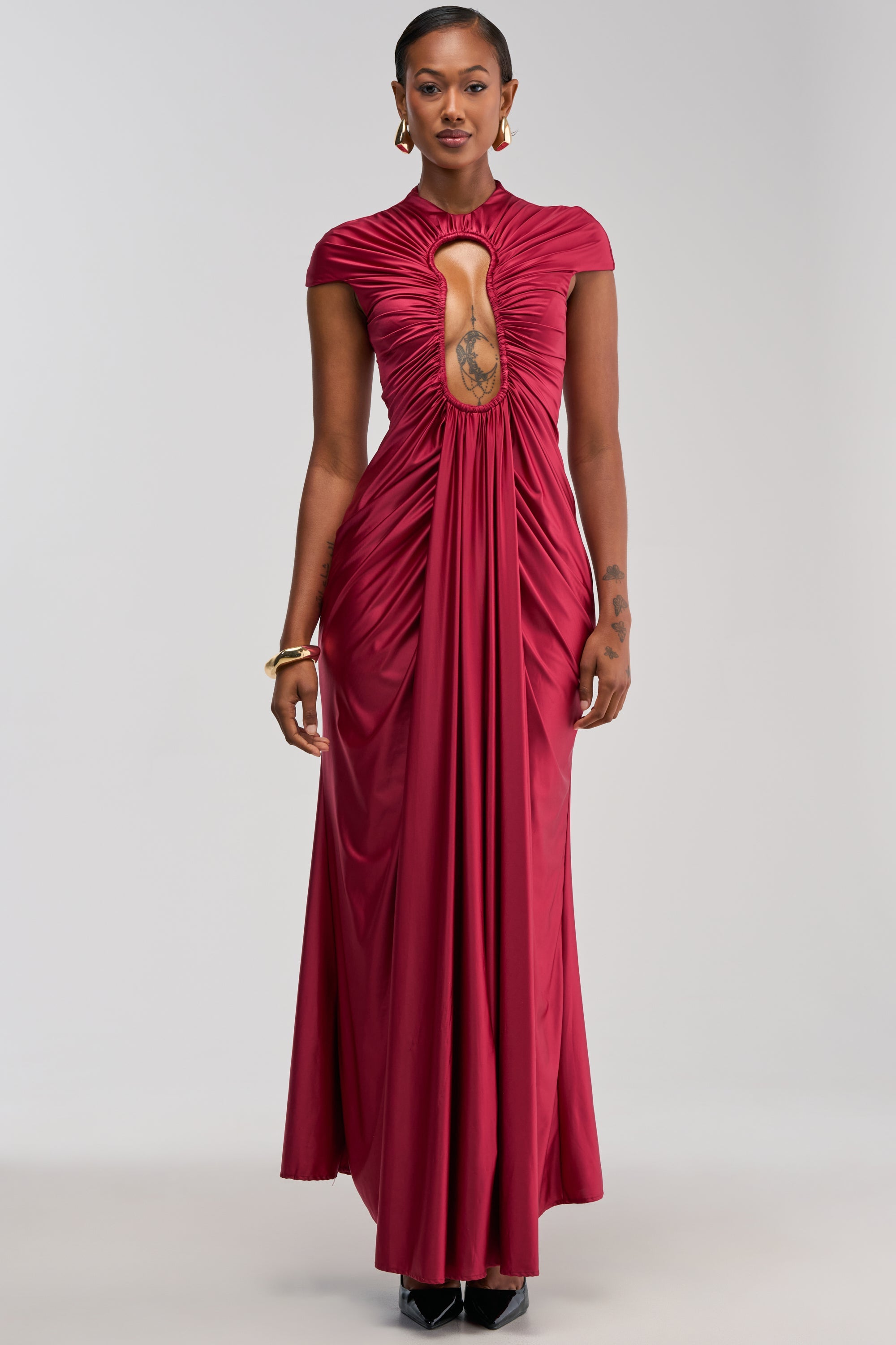 KEY TO MY HEART MAXI DRESS IN BURGUNDY
