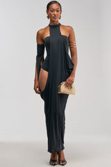 OPTICAL ILLUSION MAXI DRESS IN BLACK