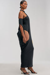 OPTICAL ILLUSION MAXI DRESS IN BLACK