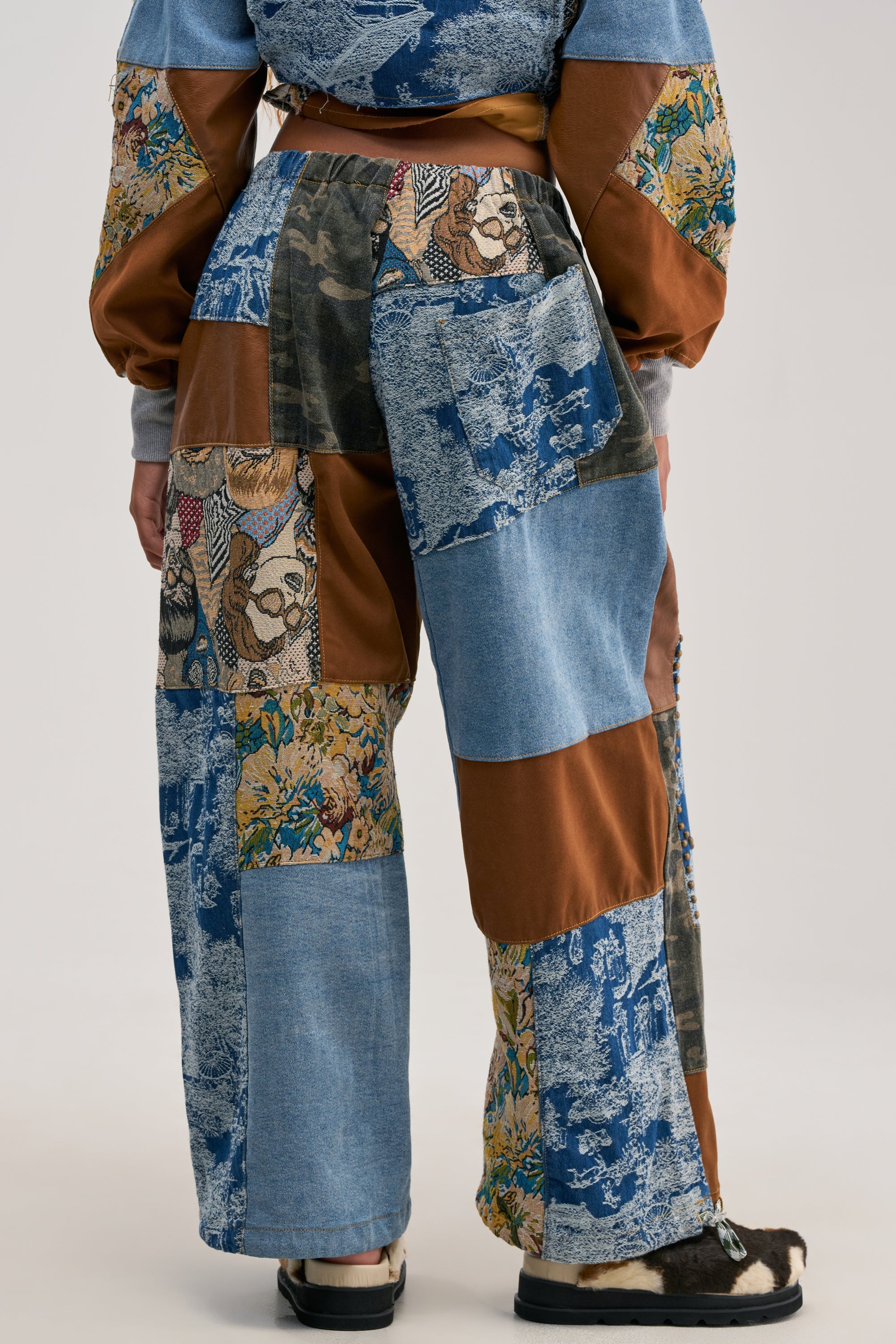 CALL EM CRAZY PATCHWORK JOGGER IN BROWN MULTI
