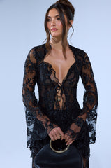 SUPER LUXE LACE TIE-FRONT BLOUSE
