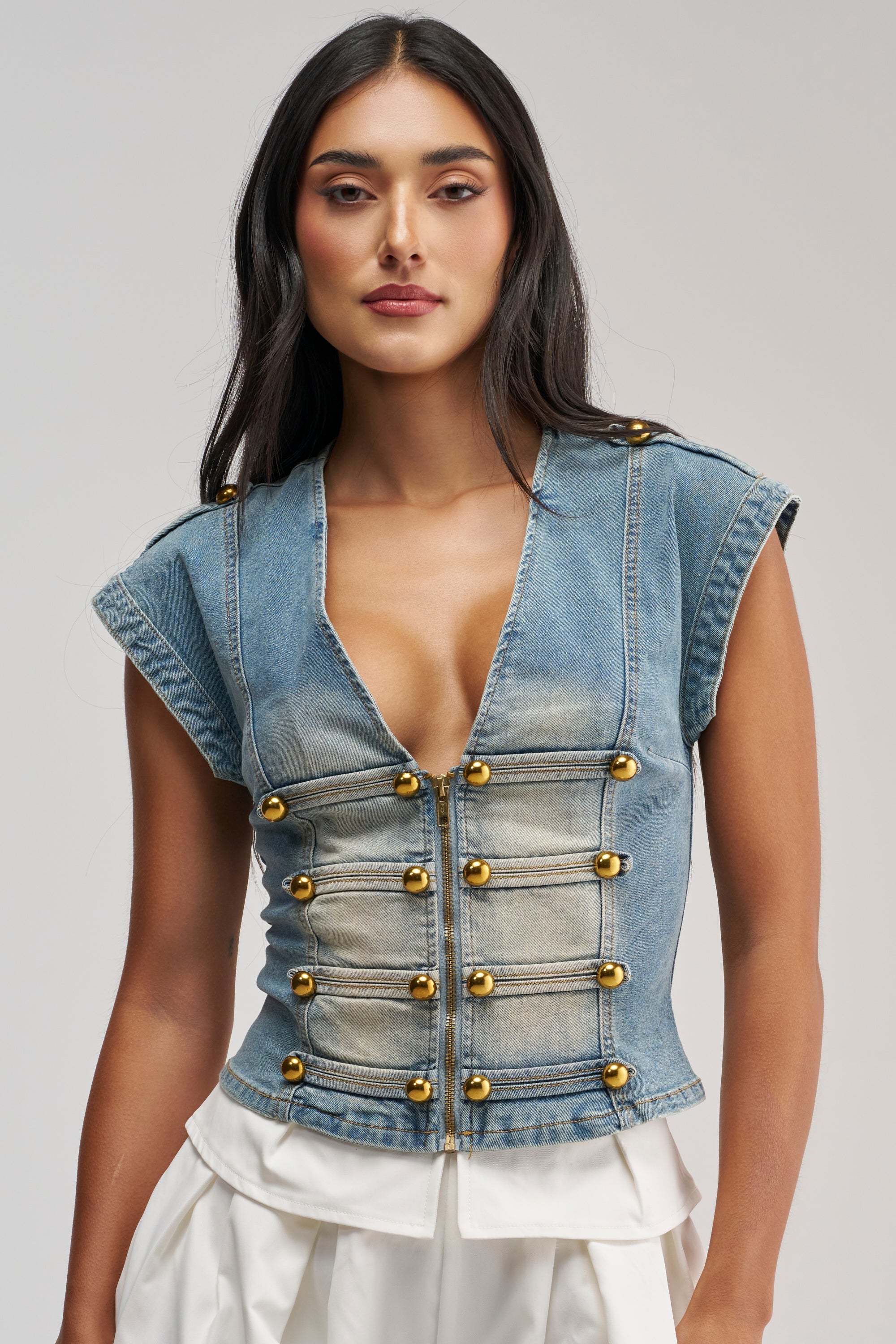 NEVER LOSE ME DENIM TOP